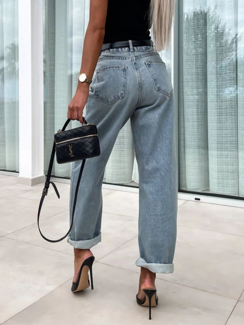 'Jovana' High Waist Wide Leg Jeans - Celes Fashion